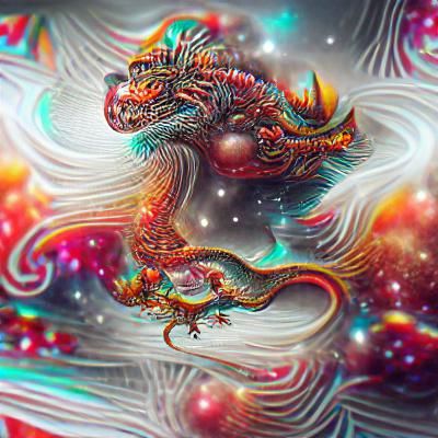 Holographic Chinese Dragon in Cosmic Astral Style