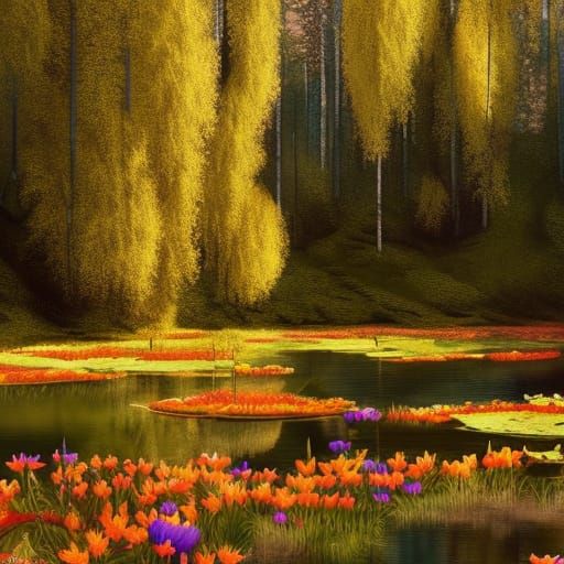 Colorful Valley Meadow in High Gothic Style