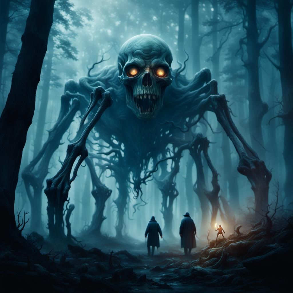 Eldritch Bone Horror in Misty Forest