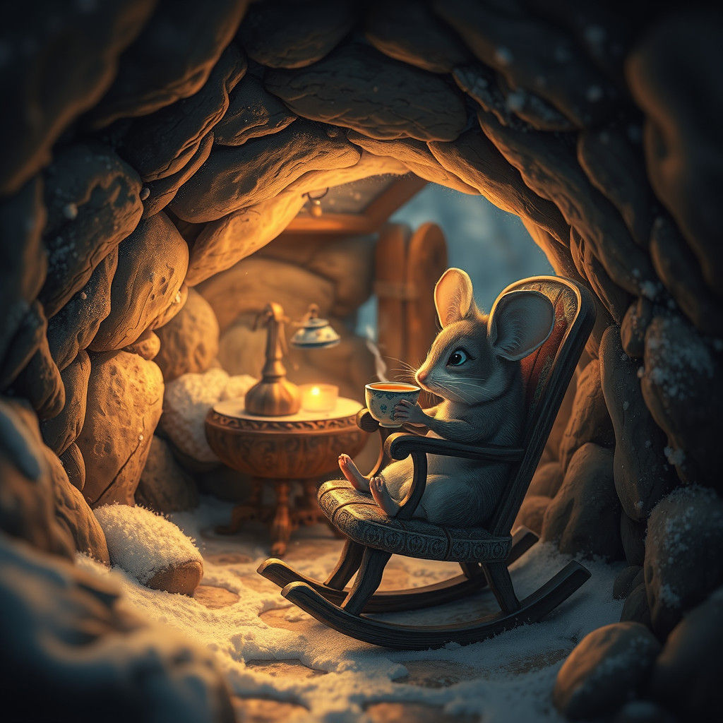 Cozy Mouse Burrow: Detailed Matte Painting