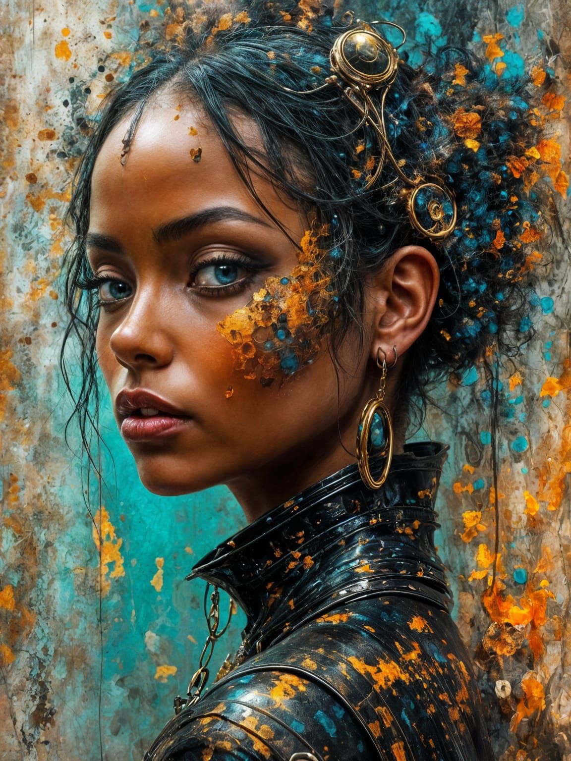 Cyberpunk Woman with Steampunk Enhancements