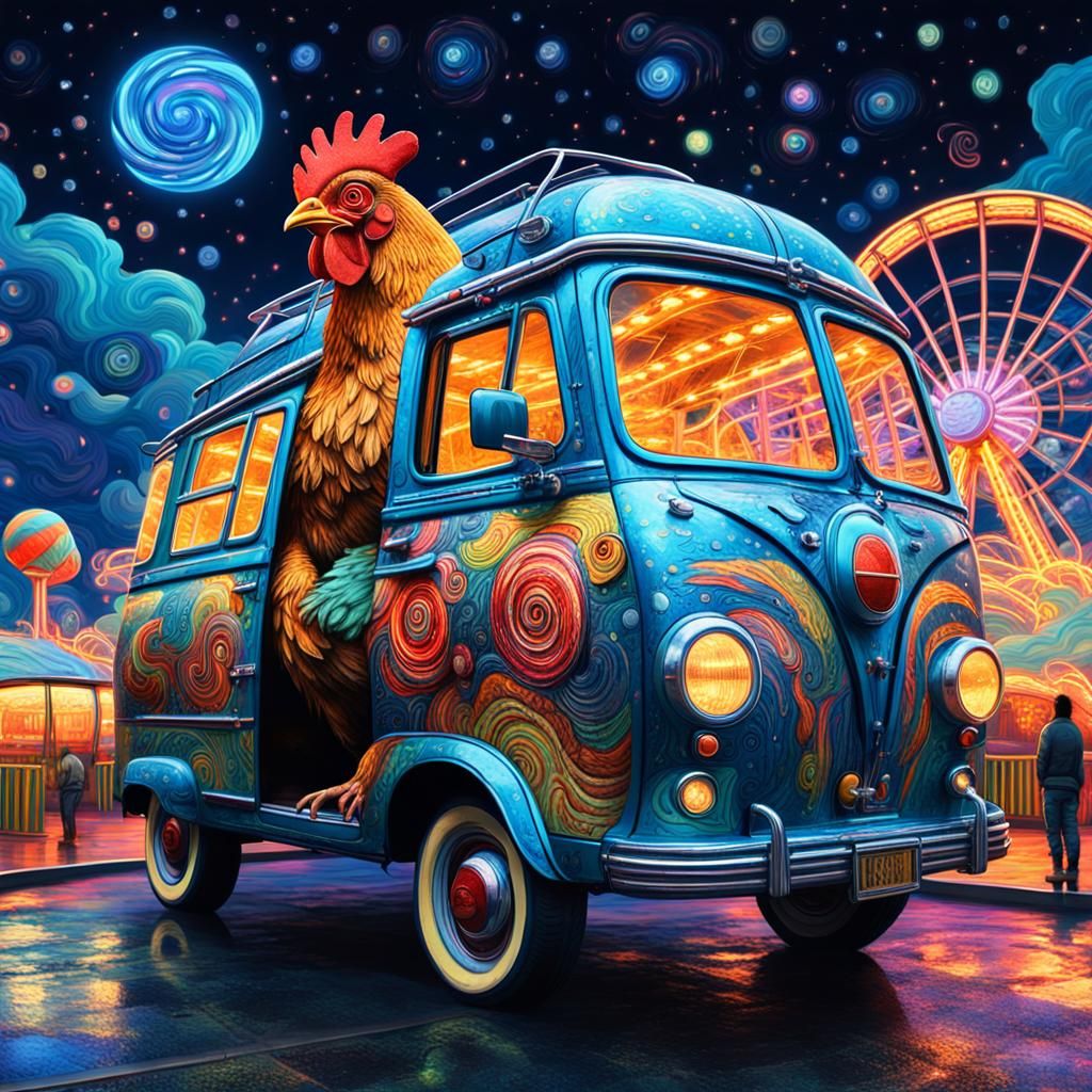 Cyborg Chicken in Van Gogh Amusement Park