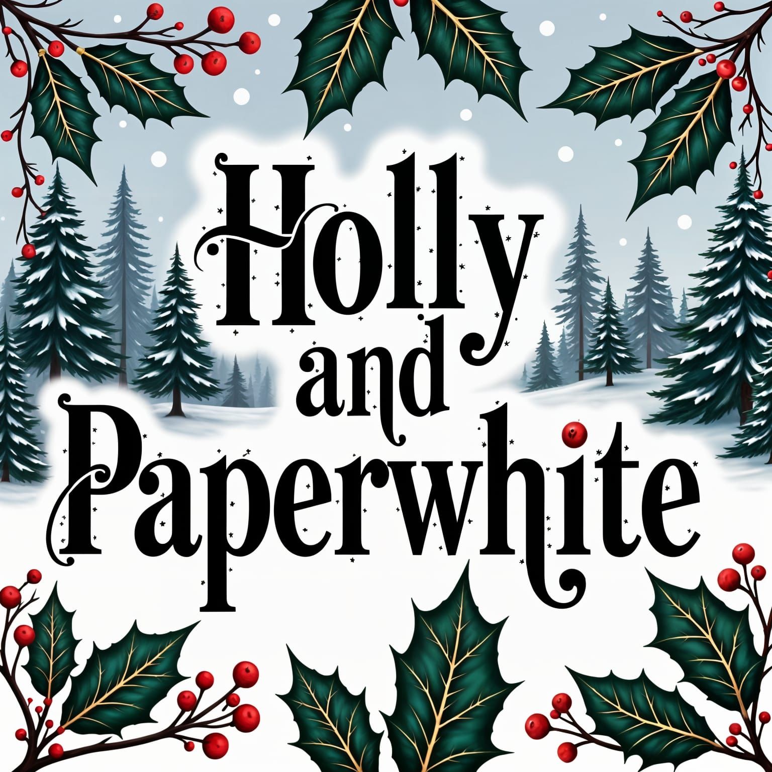 Festive 'Holly and Paperwhite' Winter Scene