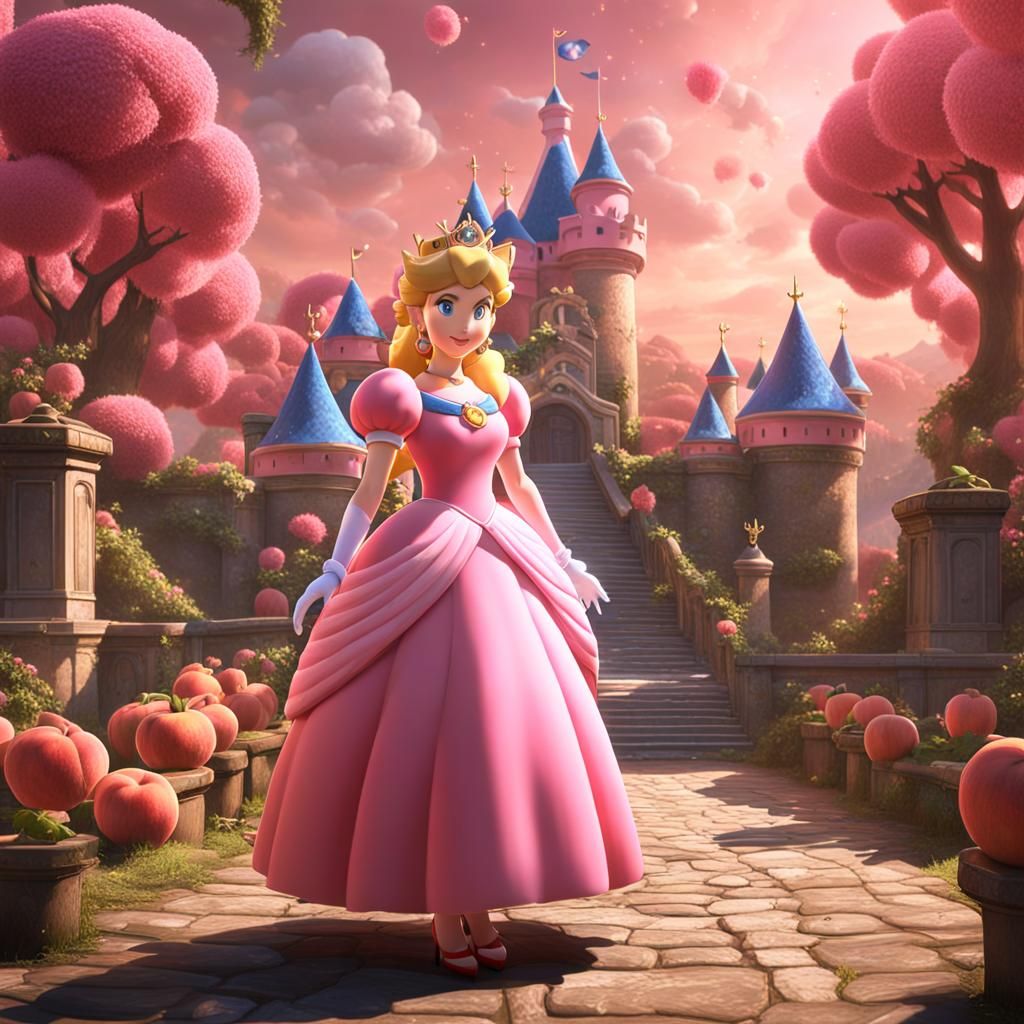Princess Peach in Detailed Fantasy Art Style