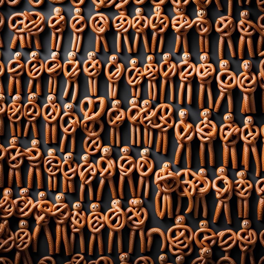 Hyperrealistic Pretzel People in Cinematic Style