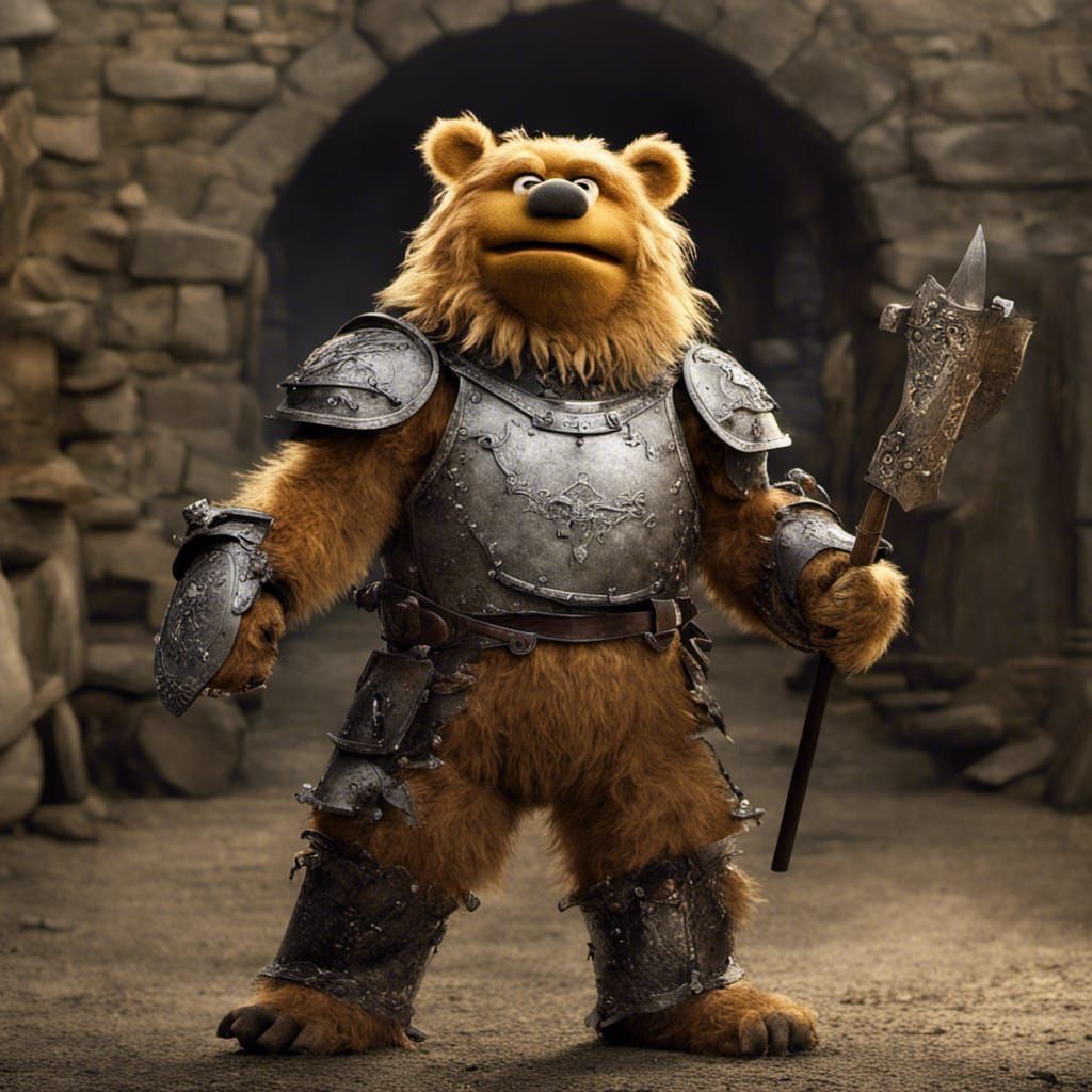 Armored Fozzy Bear in Medieval Setting