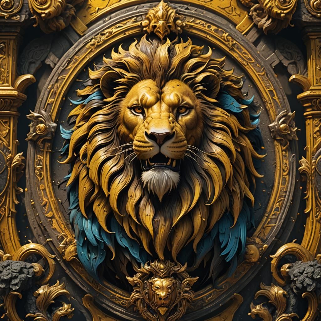 Lion Crest: Detailed Matte Painting in Fantasy Style