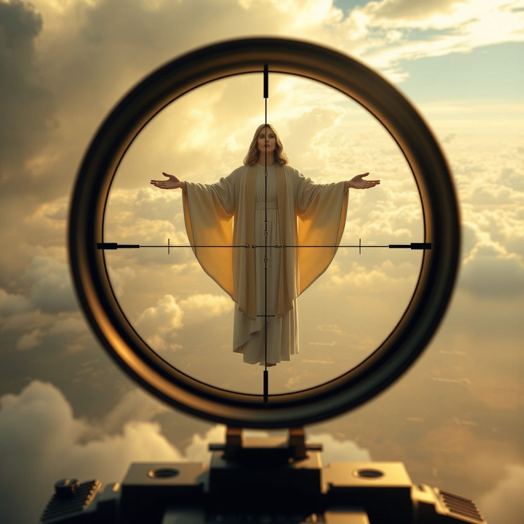 Divine Entity in High-Tech Crosshairs, Celestial Landscape