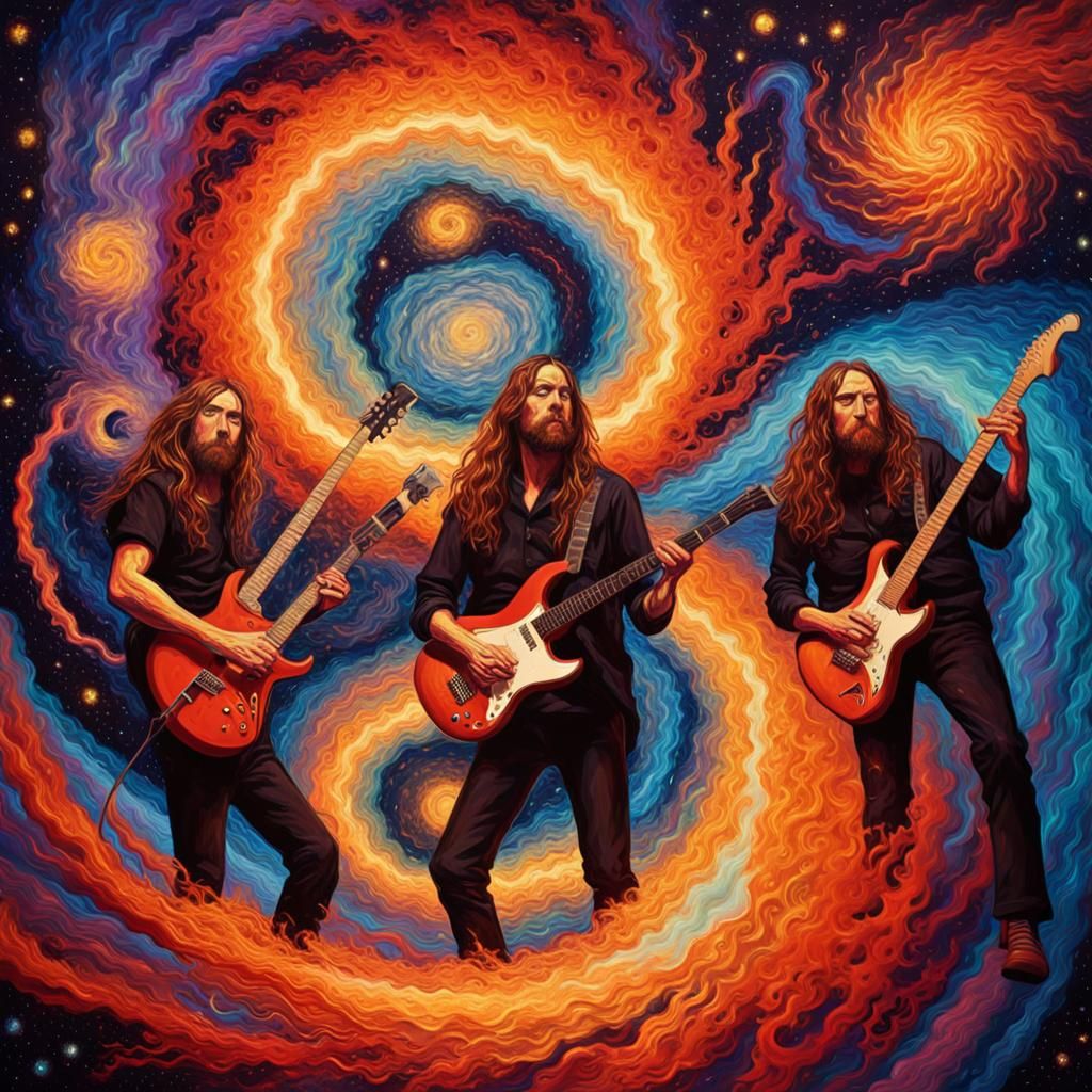 Psychedelic Metal Band Plays Cosmic Concert as Impasto Paint...
