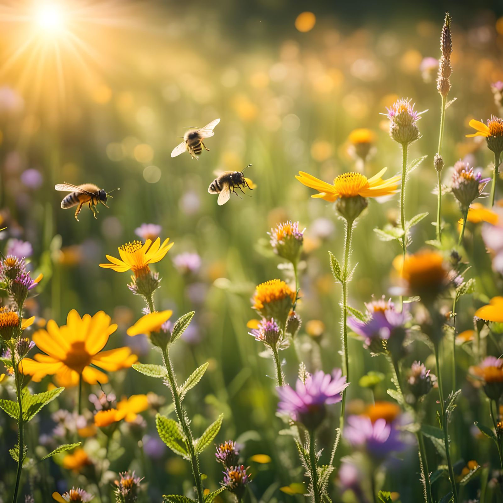 Wildflower Meadow with Pollinating Insects