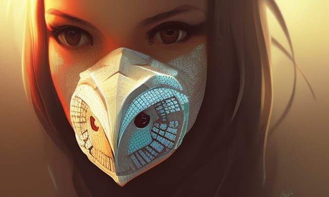 Girl with Owl Mask, Volumetric Lighting Concept Art