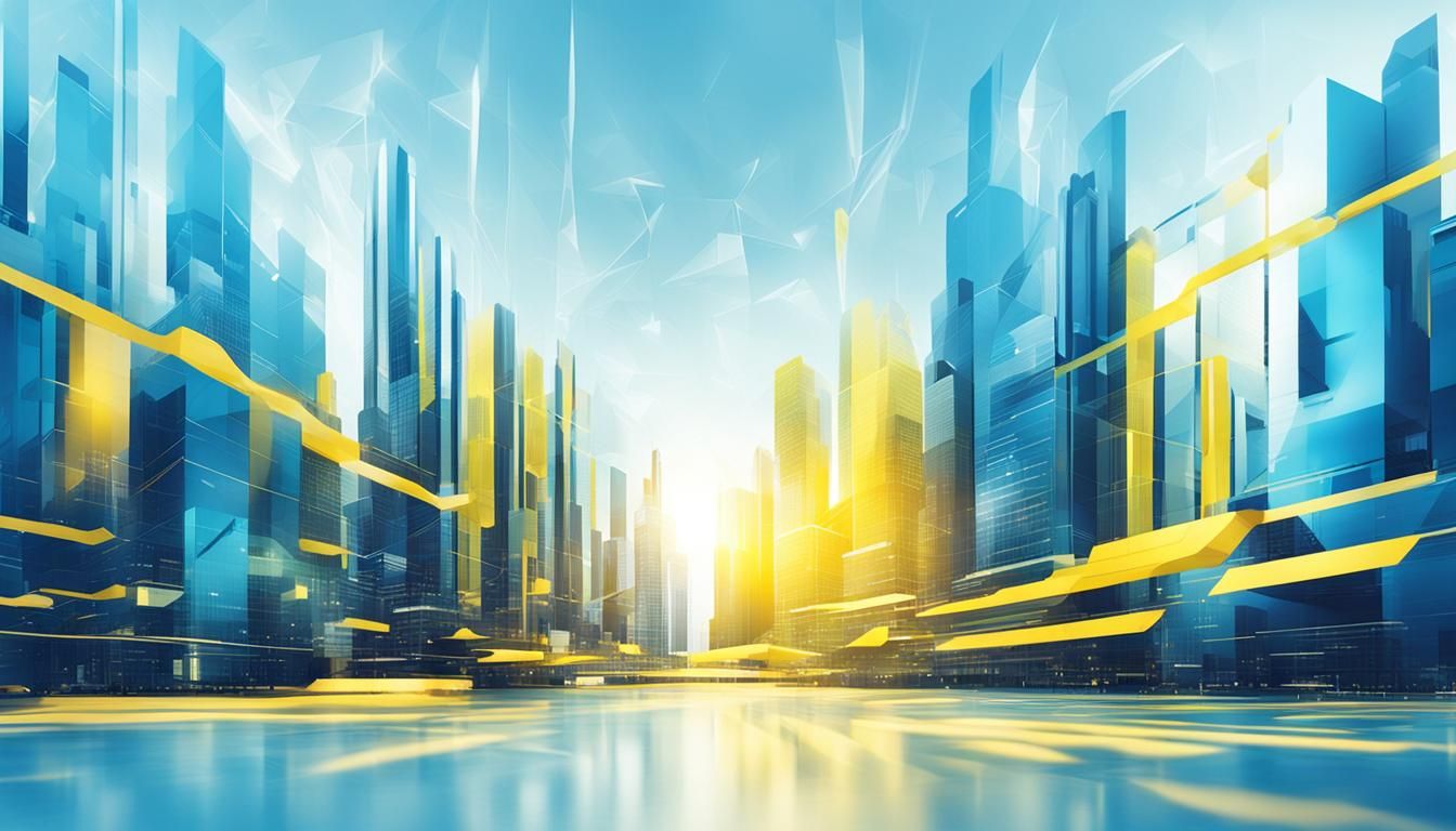 Abstract Business Cityscape with Blue and Yellow