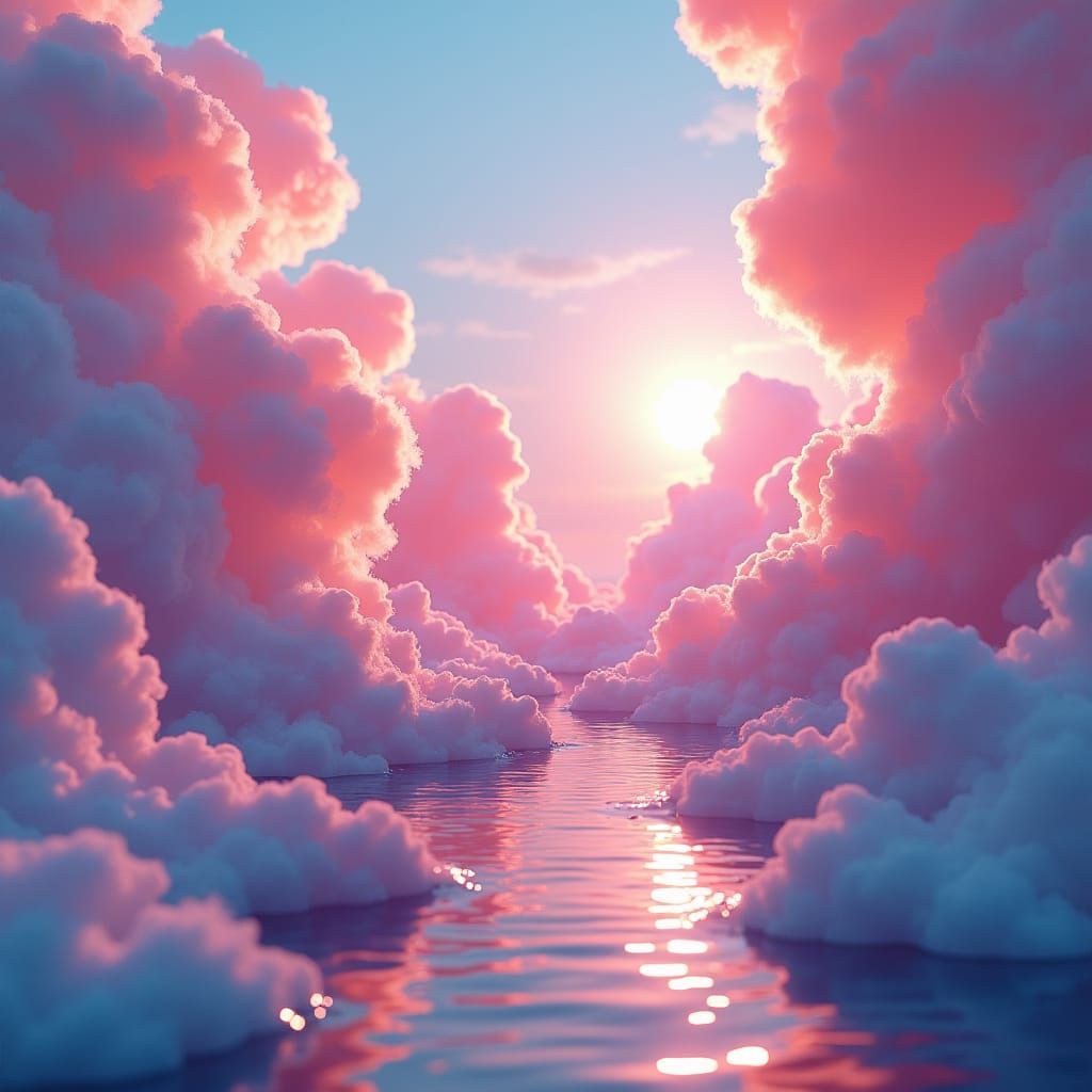 Iridescent Dreamscape: Vibrant 3D Environment