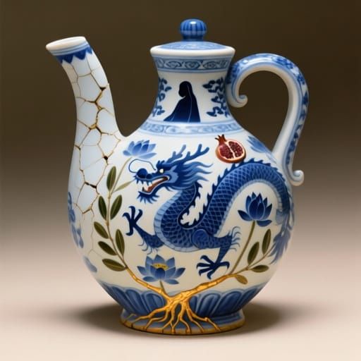 Ming Dynasty Vase Merging Cultures in Blue and White