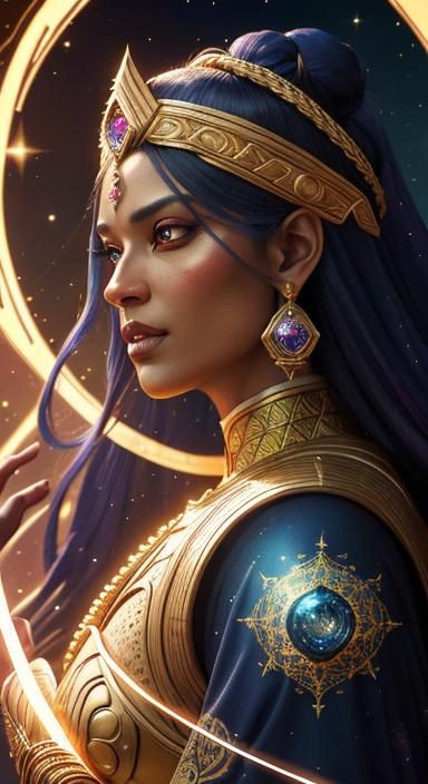 Golden Chariot with Celestial Woman and Warrior