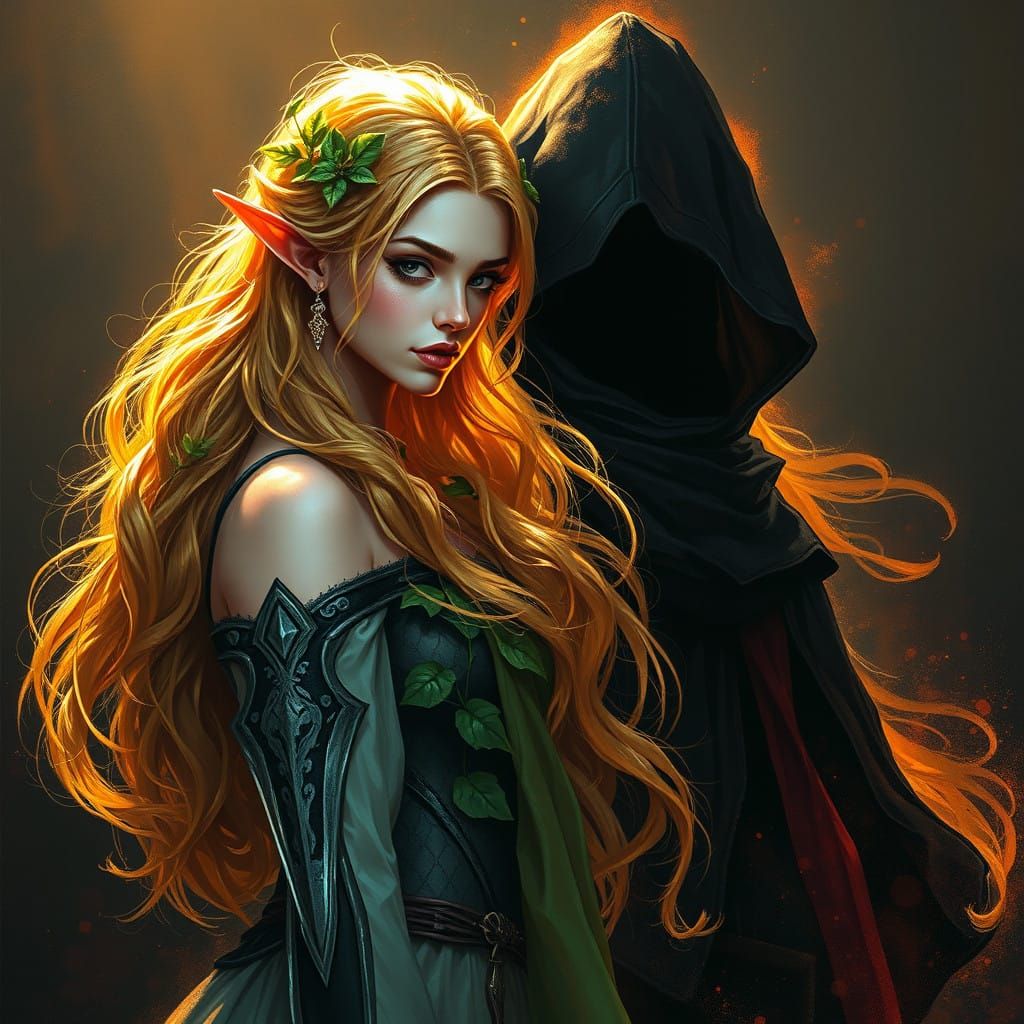 Ethereal Encounter in Vibrant Light and Shadow