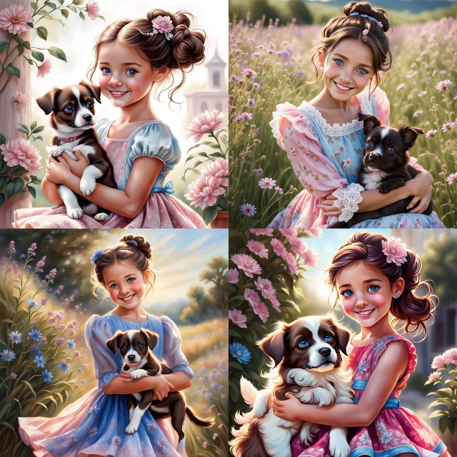 Girl with Puppy: Realistic Colored Pencil Art