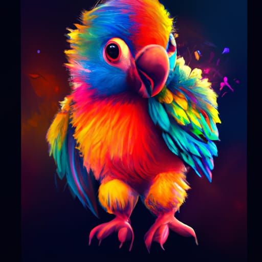 Chibi Parrot Portrait in Digital Art Style