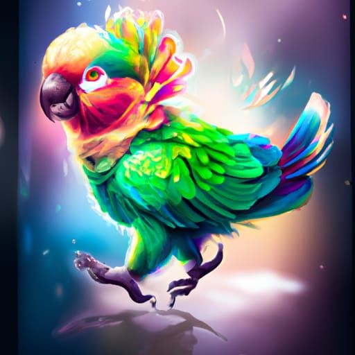 Adorable Chibi Parrot Portrait in Digital Art Style