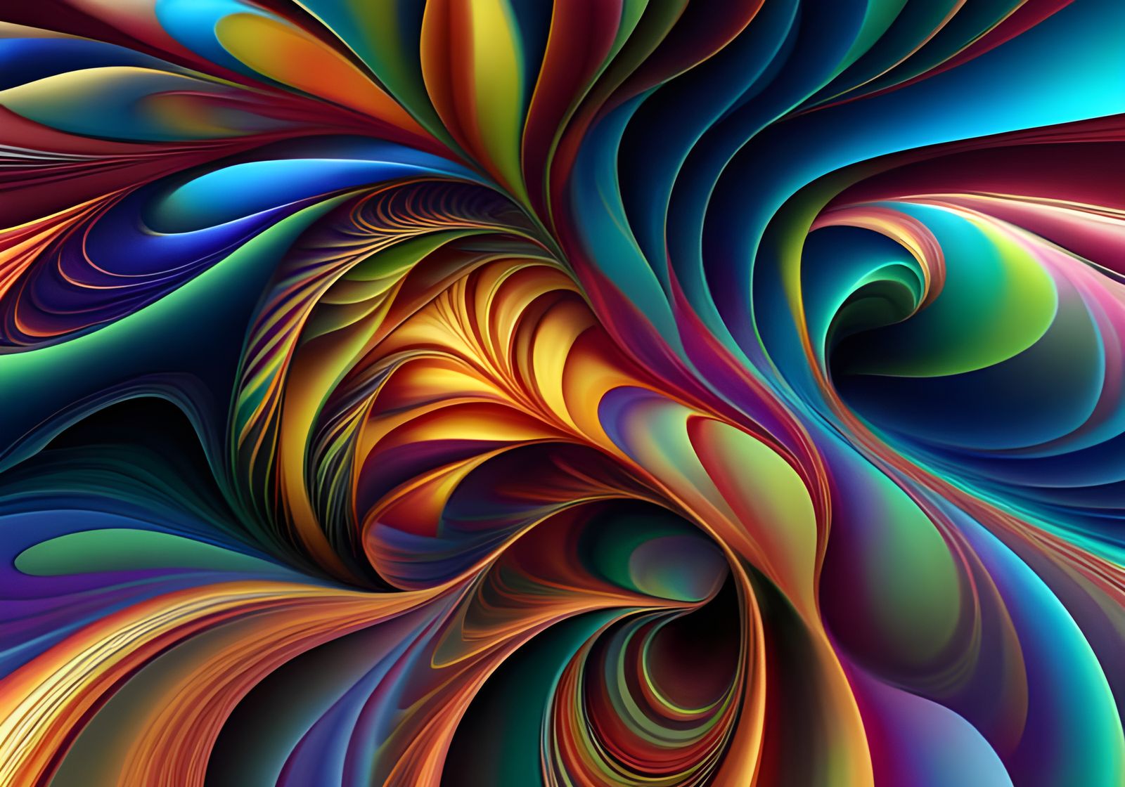 Abstract Multicoloured Fractal Pattern with Zentangle Shadin...