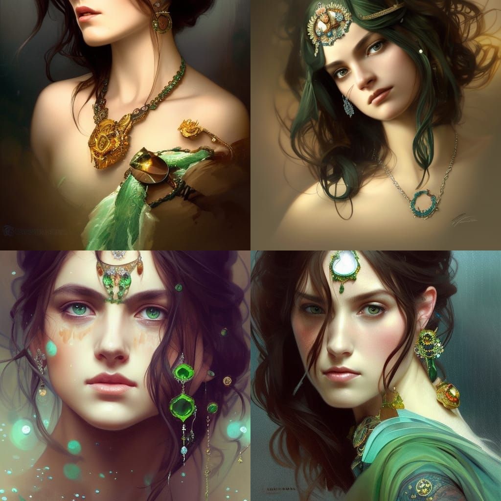 Princess Portrait with Jewelry in Digital Art Style