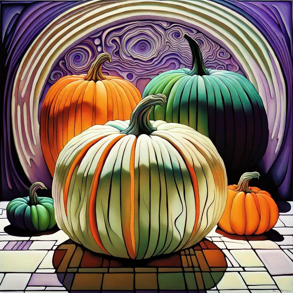 Haunting Pumpkins in Abstract Carved Style