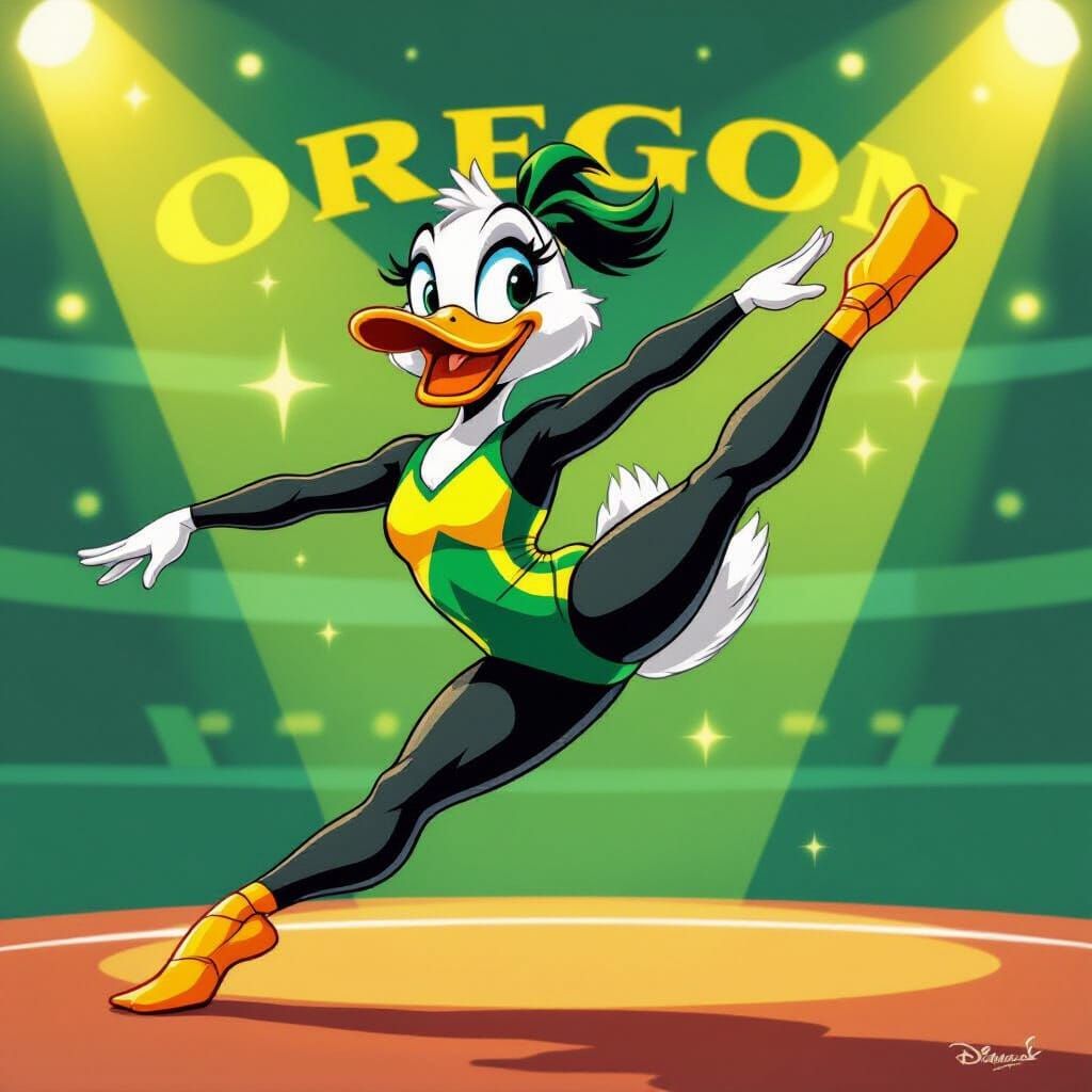 Oregon Duck Gymnast Soars in Athletic Tights