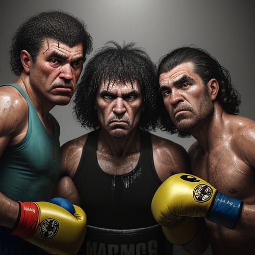 Three Stooges in Vintage Boxing Gear