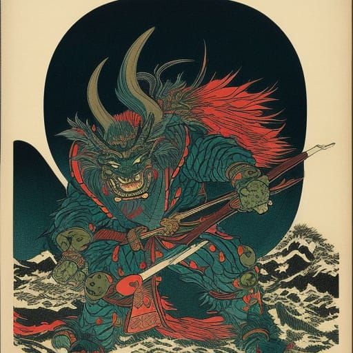 Goblin Wizard in Edo Shin-Hanga Style