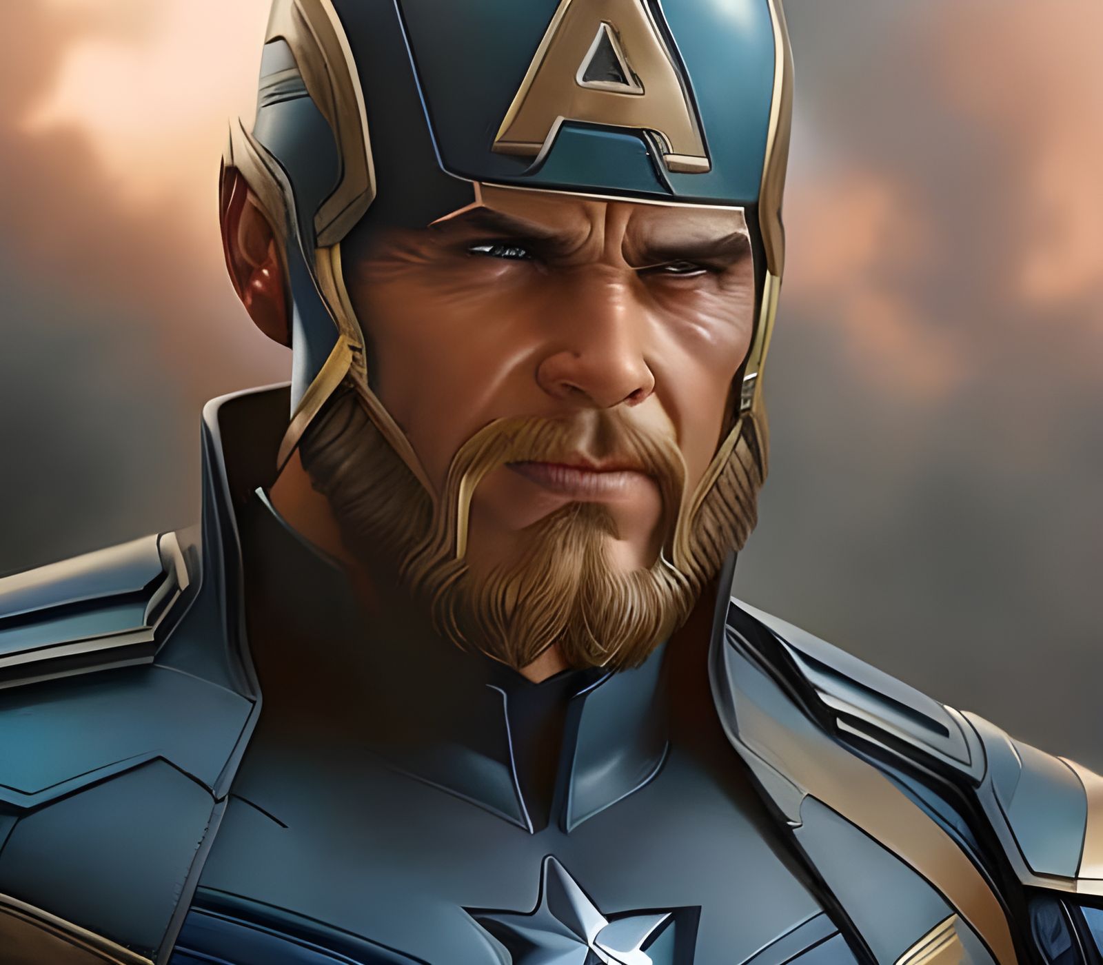 Hyperrealistic Captain America Portrait Saying Avengers Asse...