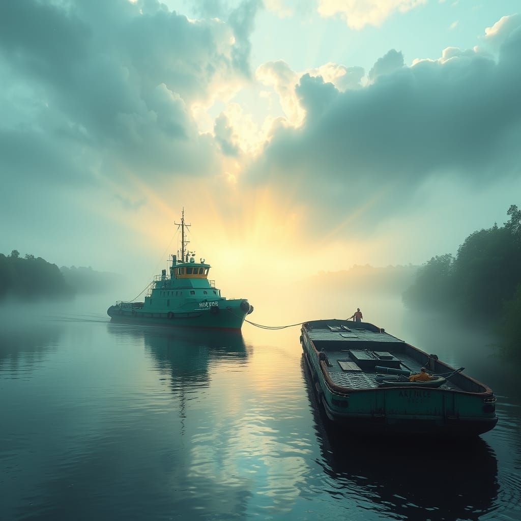 Cosmic River Scene in Vibrant, Dreamlike Style