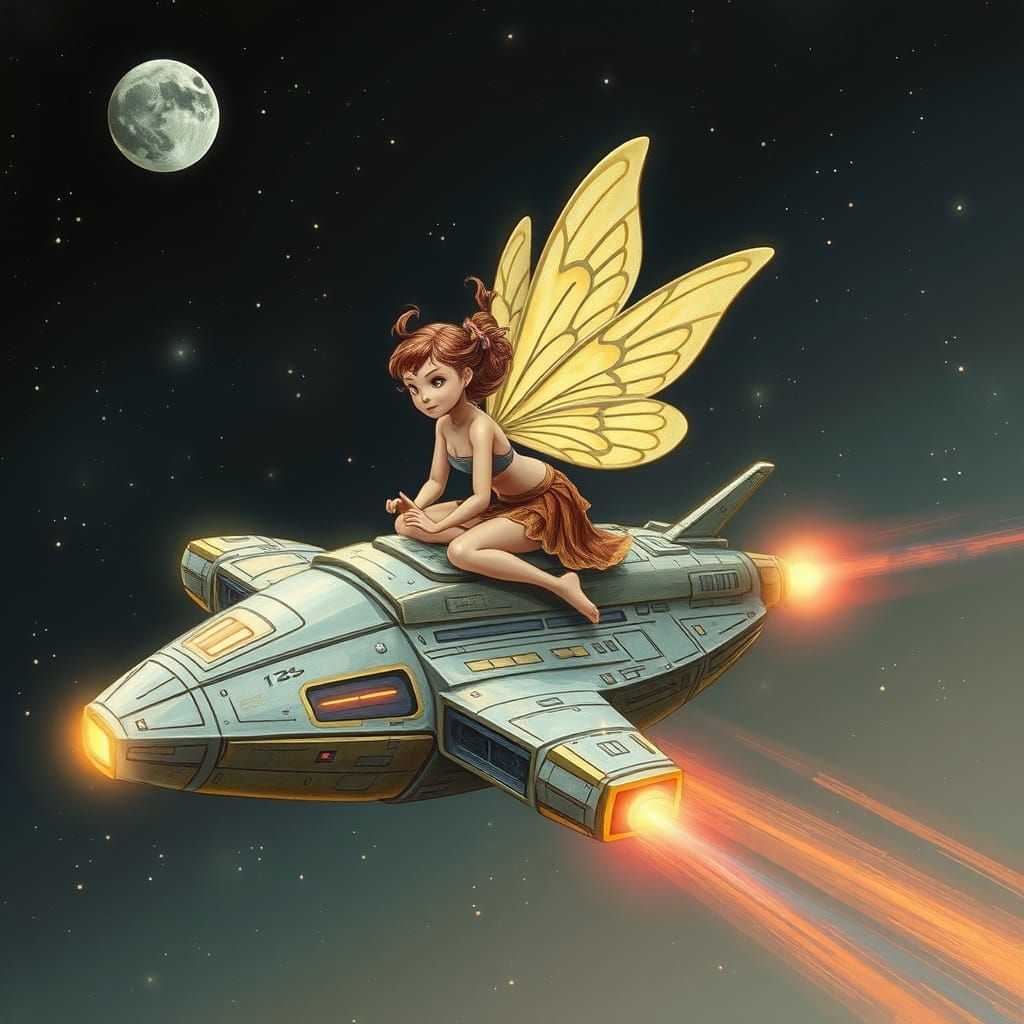 Fairy Travels on Sci-Fi Spaceship