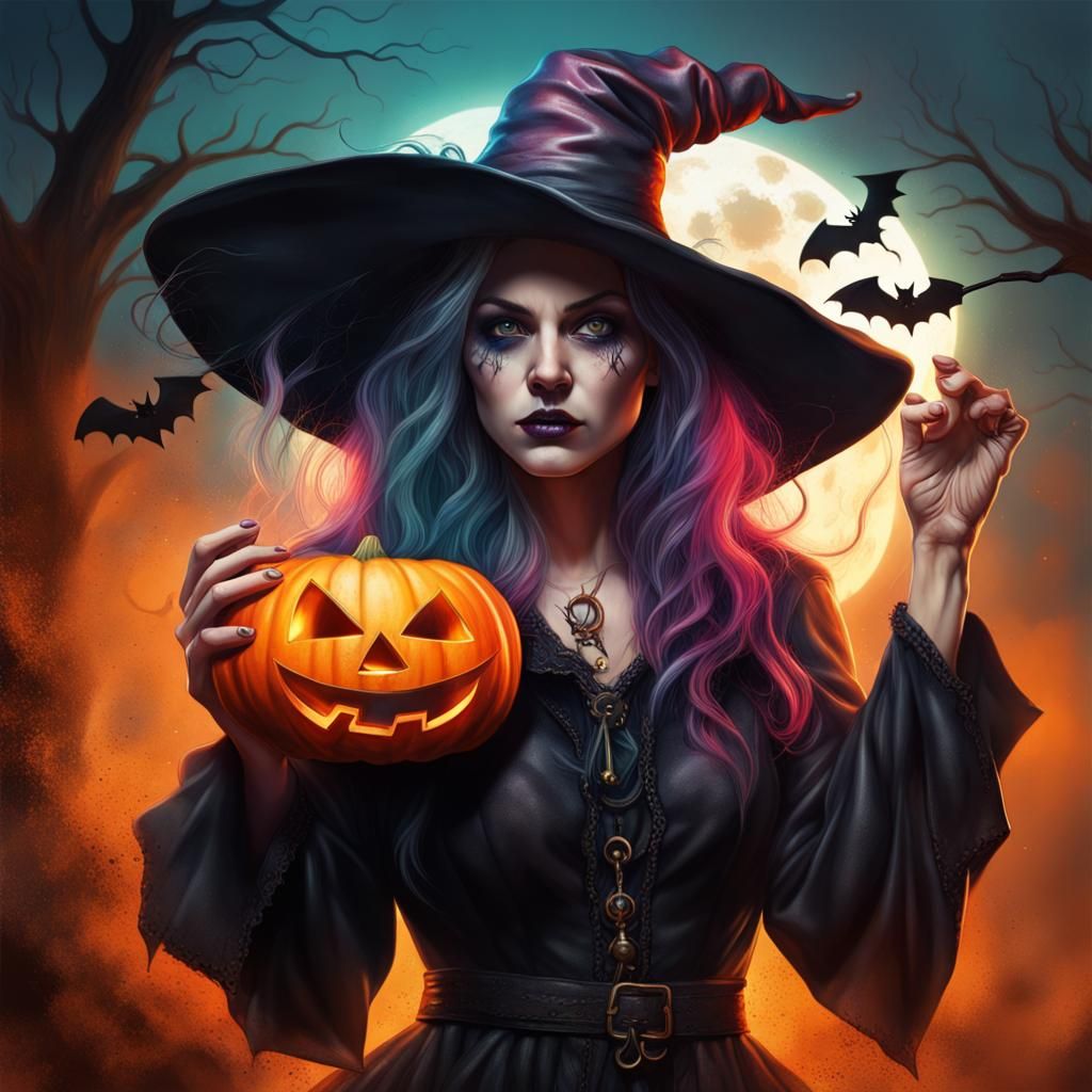 Hyperrealistic Halloween Witch Concept Art