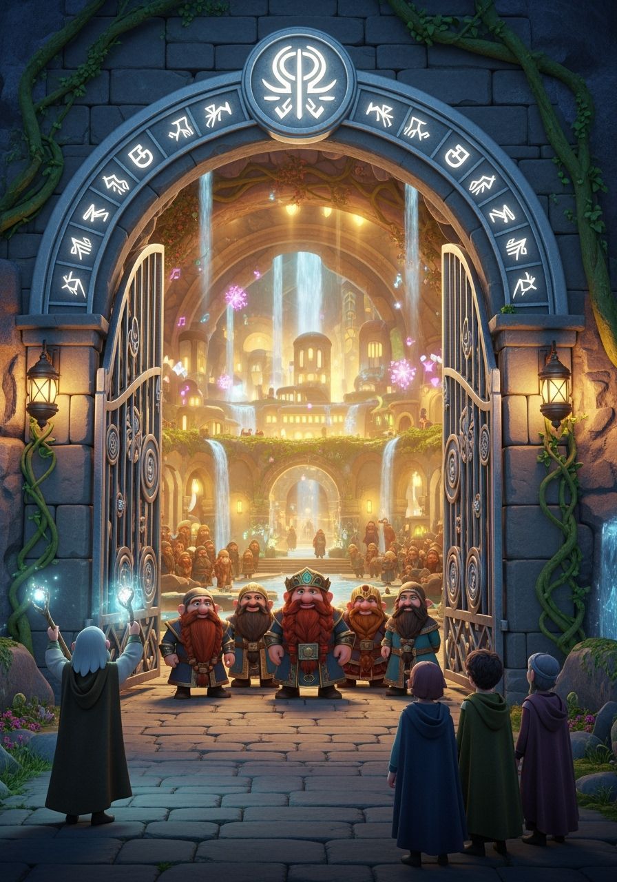 Radiant Mines of Moria in Animated Fantasy Style