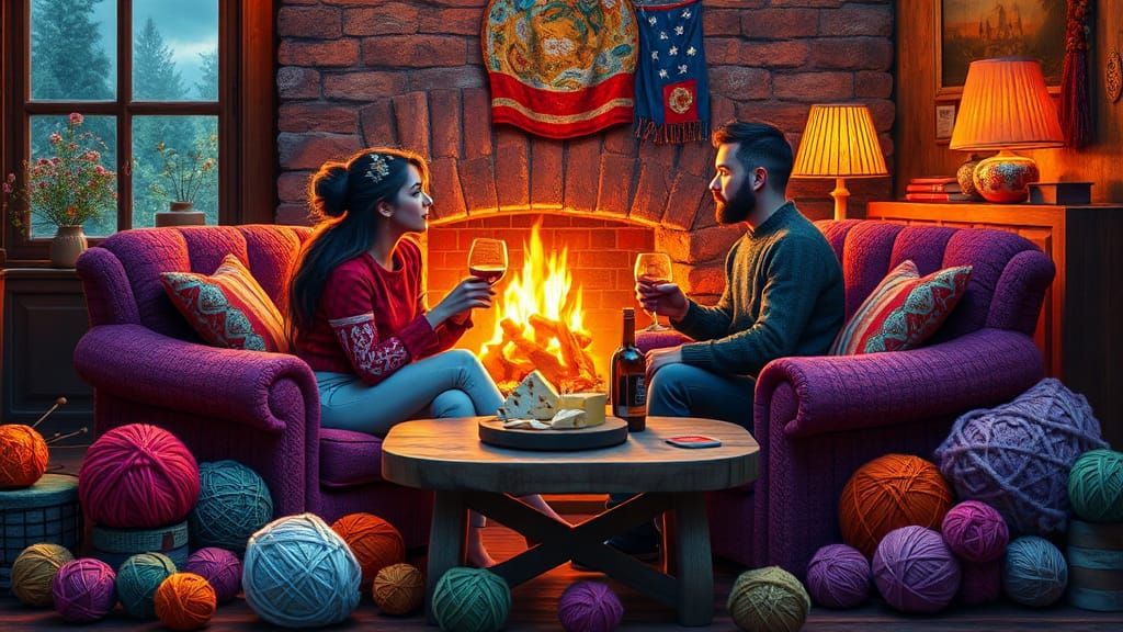 Cozy Yarn Evening: A 3D Tribute to Van Gogh