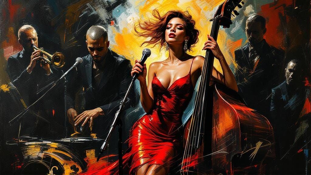 Jazz Singer in Abstract Expressionist Style