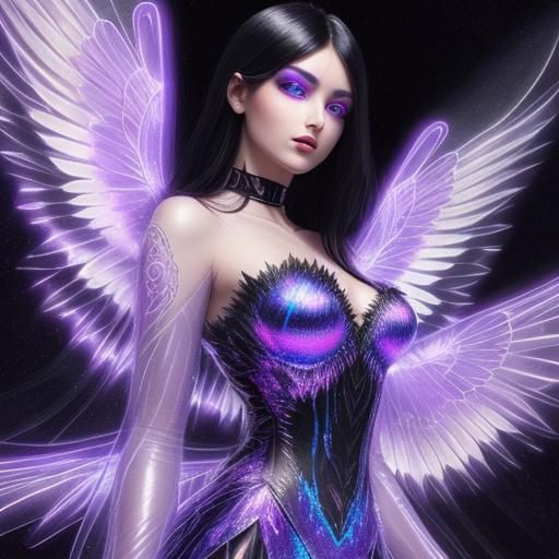 Woman with Iridescent Wings, Holographic Detail