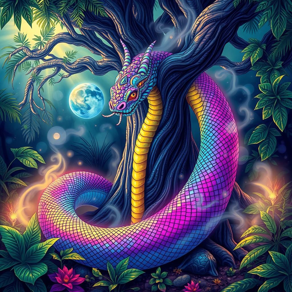 Dumballah Weddo in Mystical Jungle Illustration