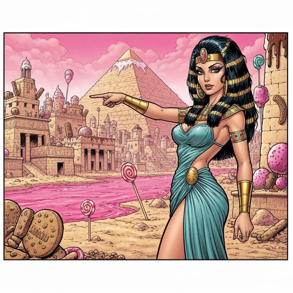 Egyptian Queen in Candy Land Comic Art