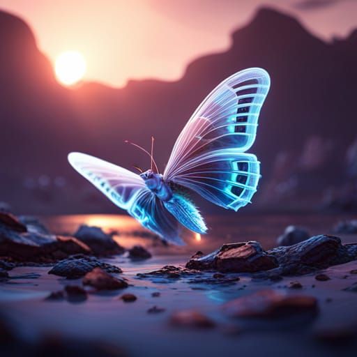 Futuristic Sci-Fi Butterfly with Intricate Mech Details
