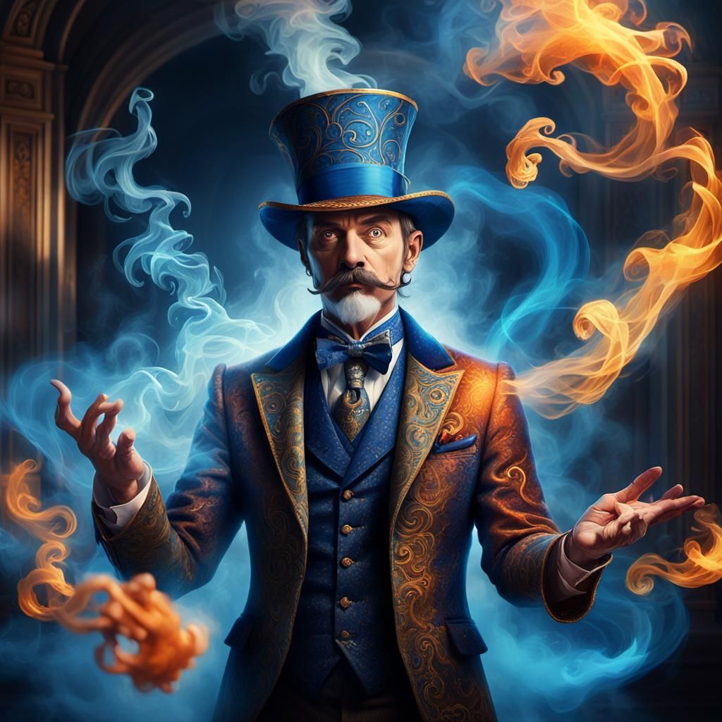 Magician Performing Magic Trick in Mystical Room