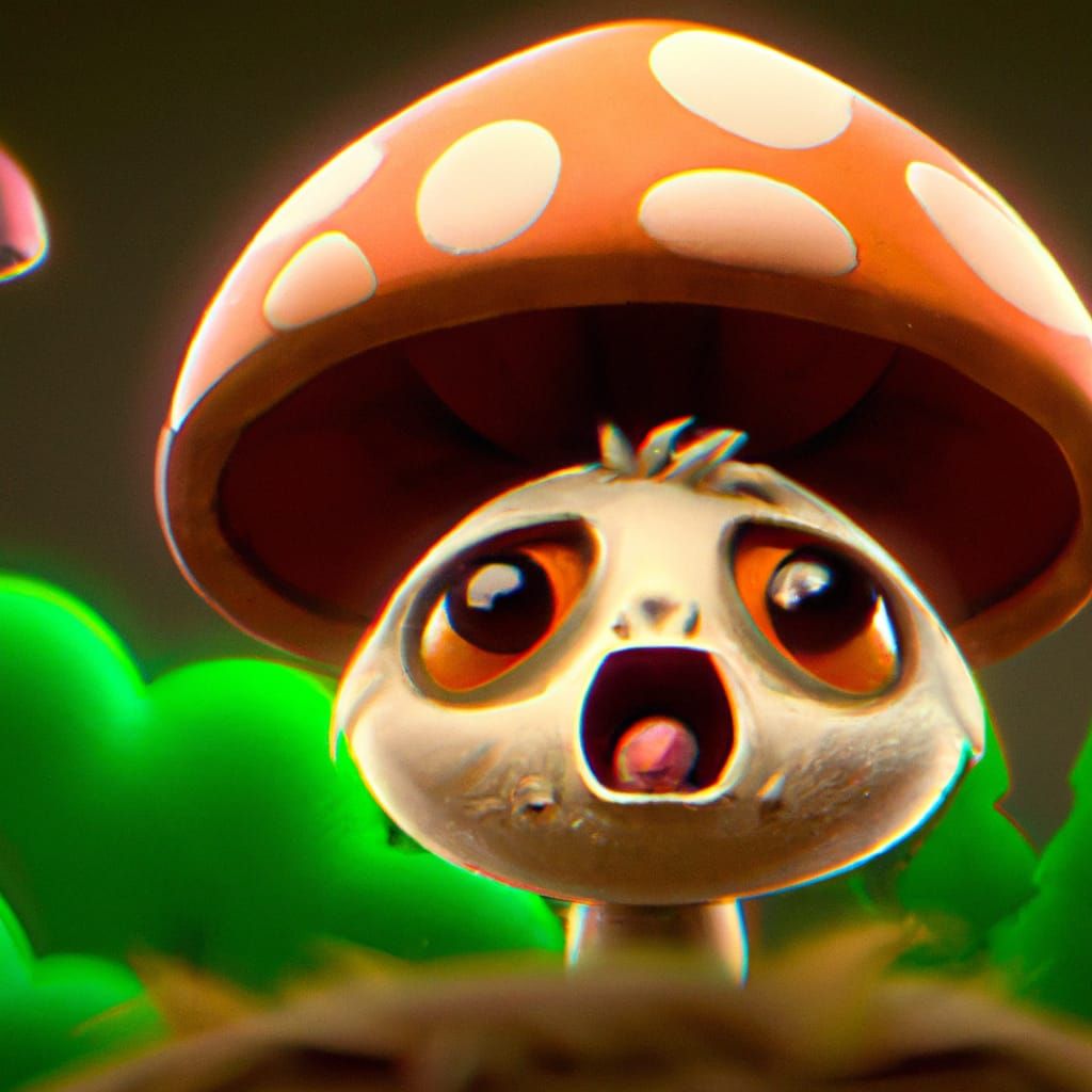 Shocked Toadstool Character in Detailed Digital Art