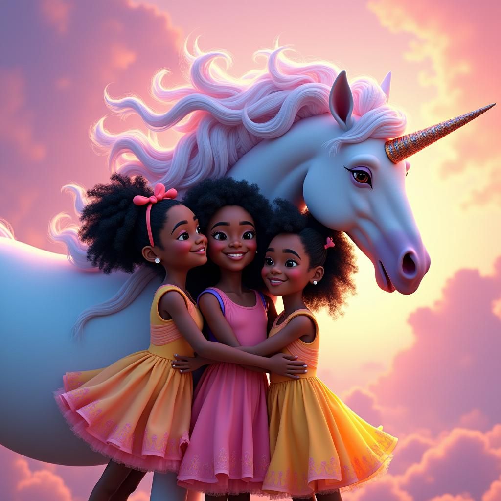 Magical Family Moment with Iridescent Unicorn