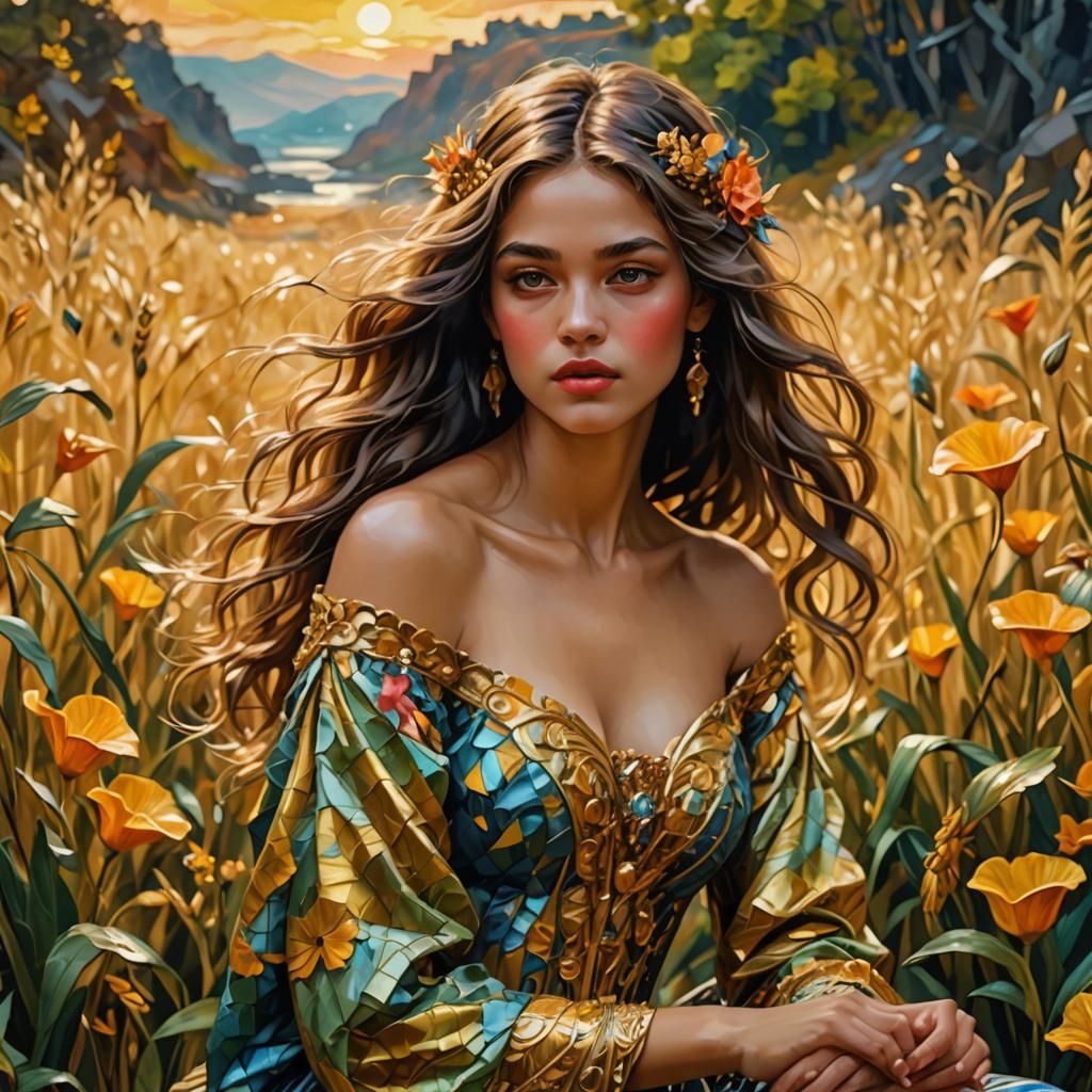 Vibrant Impasto Portrait of a Beautiful Girl