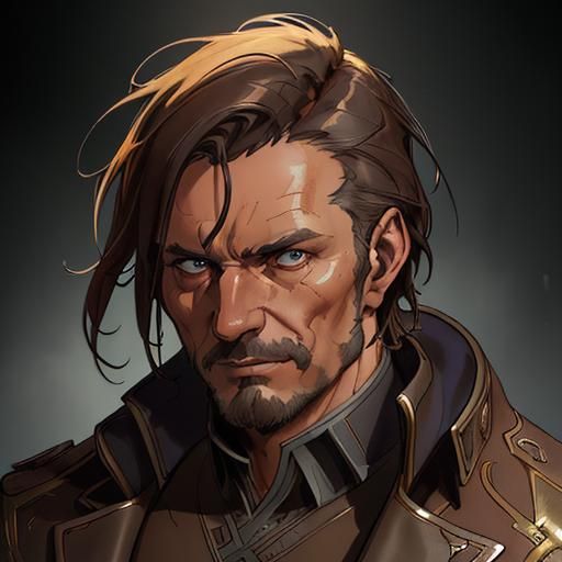 Detailed Portrait of German Man in Art Nouveau Style