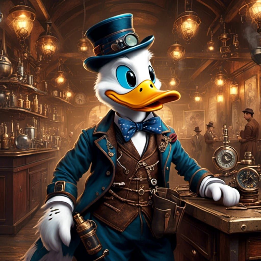 Steampunk Donald Duck in Harlem Nights