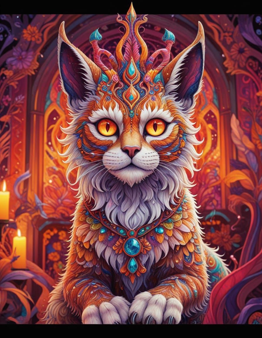 Ethereal Demon with Wings and Horns in Vibrant Fantasy Scene