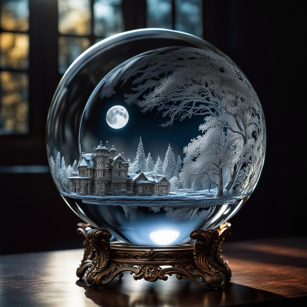 A magic fortune teller crystal ball made of glass. Looks lik...