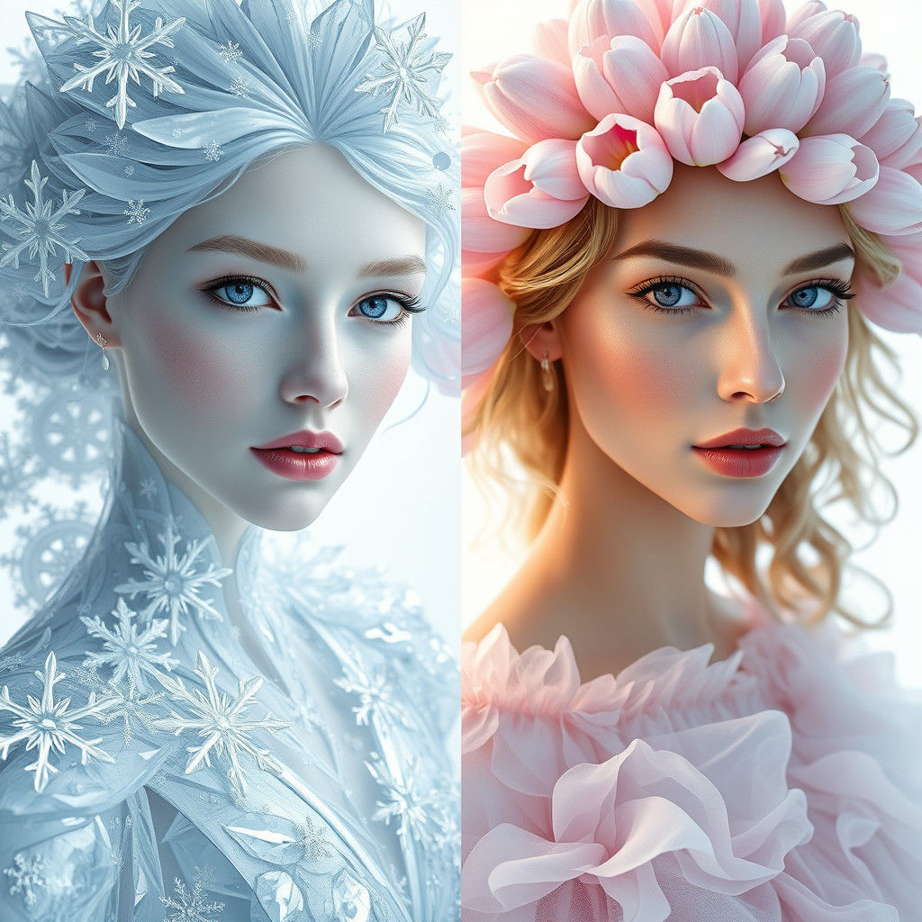 Icy Woman Meets Spring: A 3D Digital Portrait