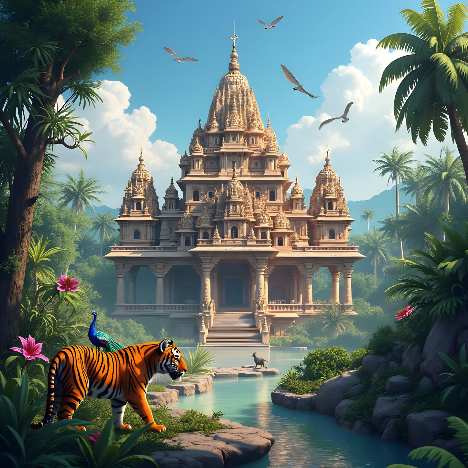 Vibrant Indian Culture, Flora and Fauna in Detailed Painting